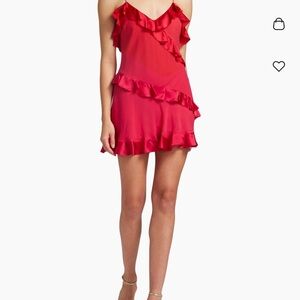 LoveShackFancy Red Spaghetti Strap Mini Dress